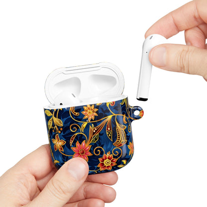 Floral Paisley AirPod Case — Navy Blue & Gold Protective Cover - DIGITAL X