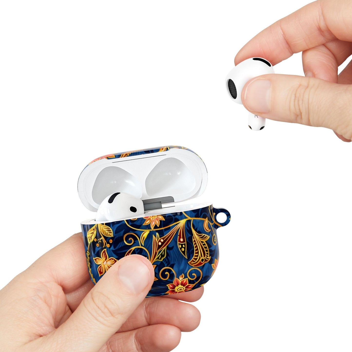 Floral Paisley AirPod Case — Navy Blue & Gold Protective Cover - DIGITAL X