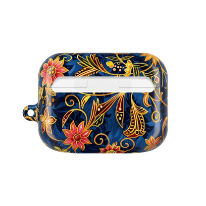 Floral Paisley AirPod Case — Navy Blue & Gold Protective Cover - DIGITAL X