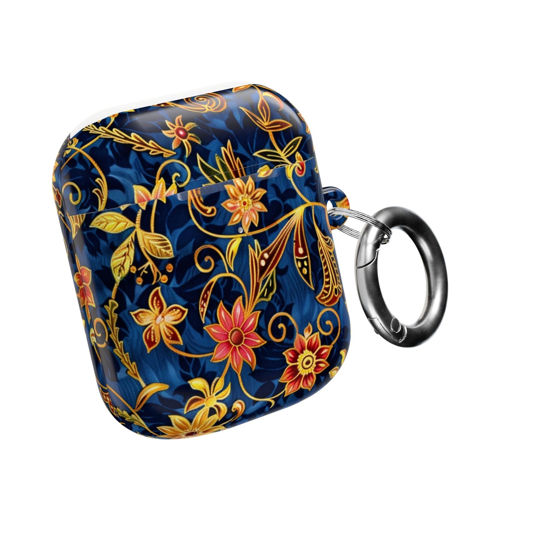 Floral Paisley AirPod Case — Navy Blue & Gold Protective Cover - DIGITAL X