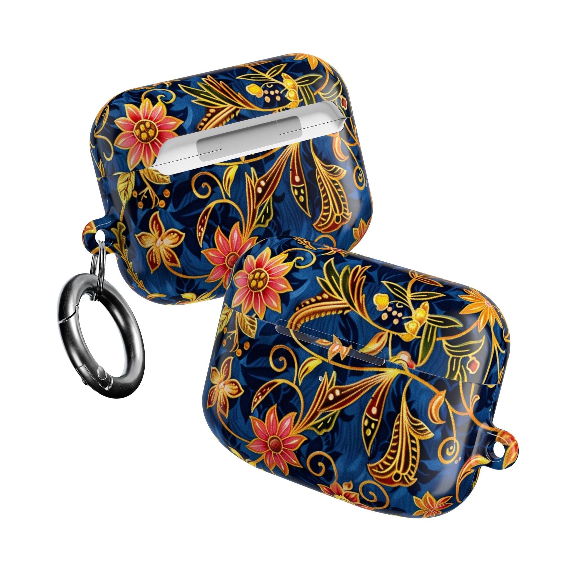 Floral Paisley AirPod Case — Navy Blue & Gold Protective Cover - DIGITAL X