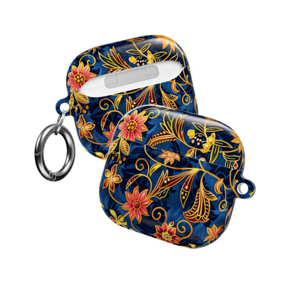 Floral Paisley AirPod Case — Navy Blue & Gold Protective Cover - DIGITAL X