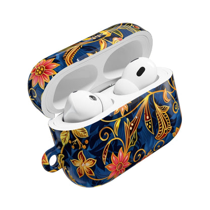 Floral Paisley AirPod Case — Navy Blue & Gold Protective Cover - DIGITAL X