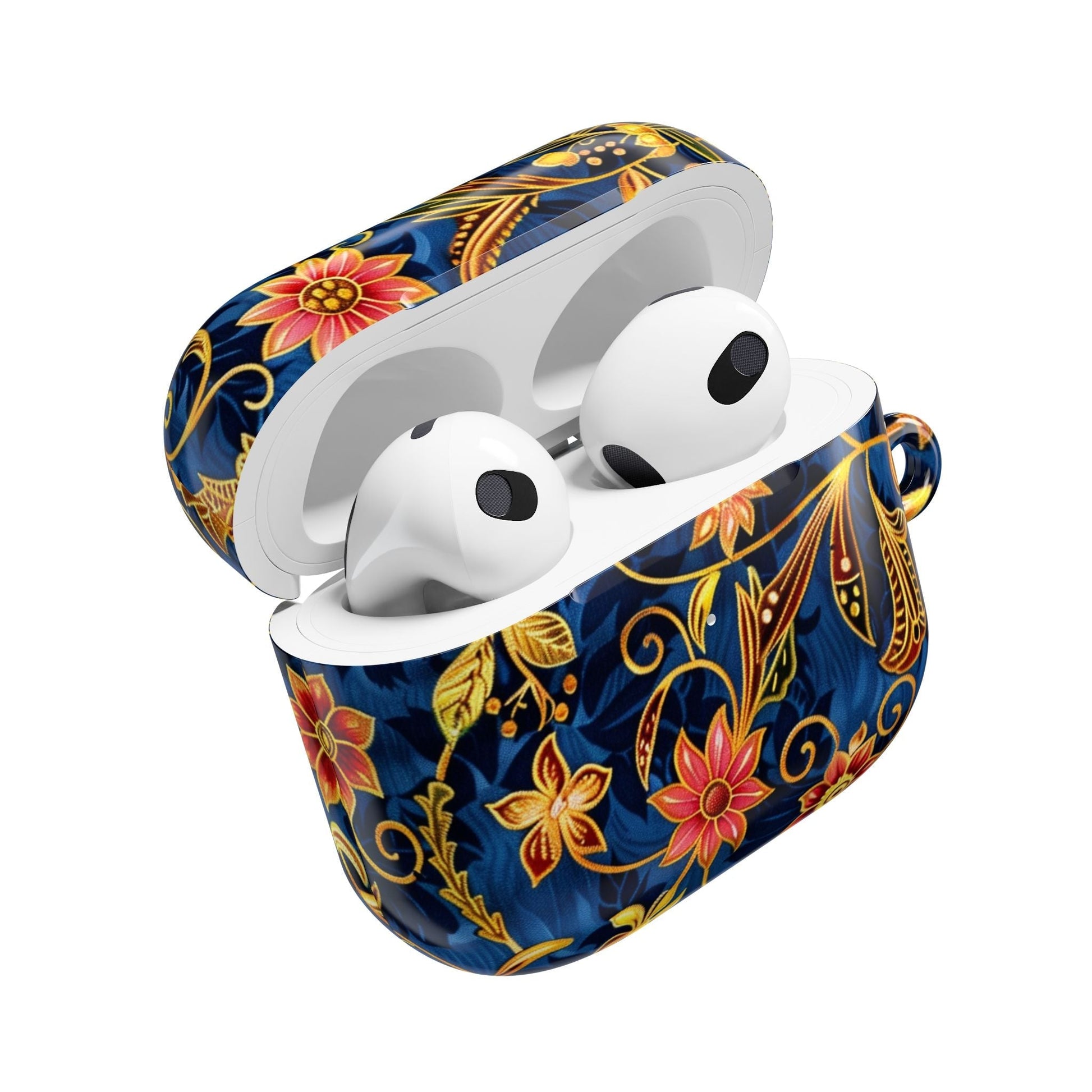 Floral Paisley AirPod Case — Navy Blue & Gold Protective Cover - DIGITAL X