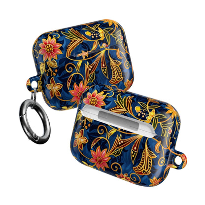 Floral Paisley AirPod Case — Navy Blue & Gold Protective Cover - DIGITAL X