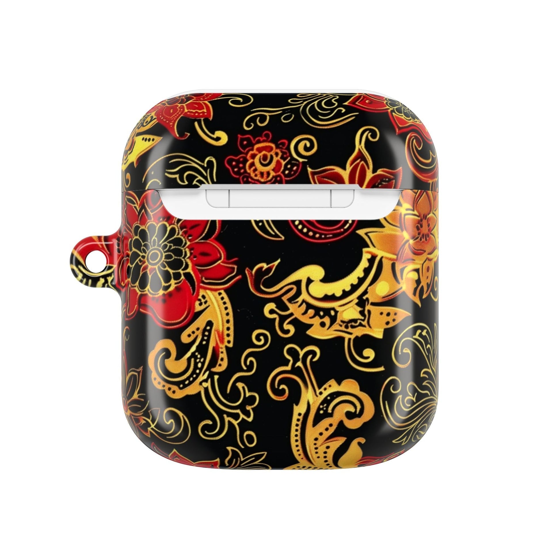 Floral Paisley AirPod Case — Red & Gold Ornate Design - DIGITAL X