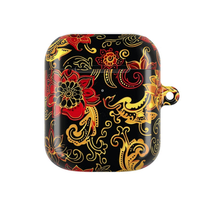 Floral Paisley AirPod Case — Red & Gold Ornate Design - DIGITAL X