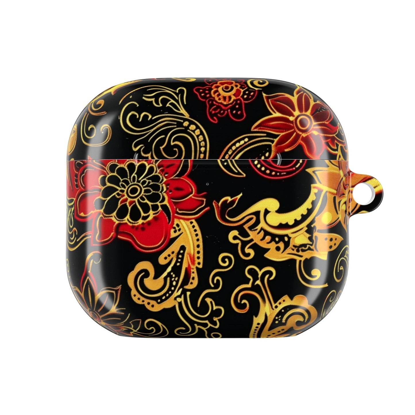 Floral Paisley AirPod Case — Red & Gold Ornate Design - DIGITAL X