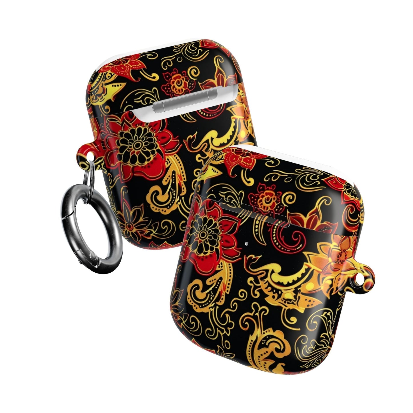 Floral Paisley AirPod Case — Red & Gold Ornate Design - DIGITAL X