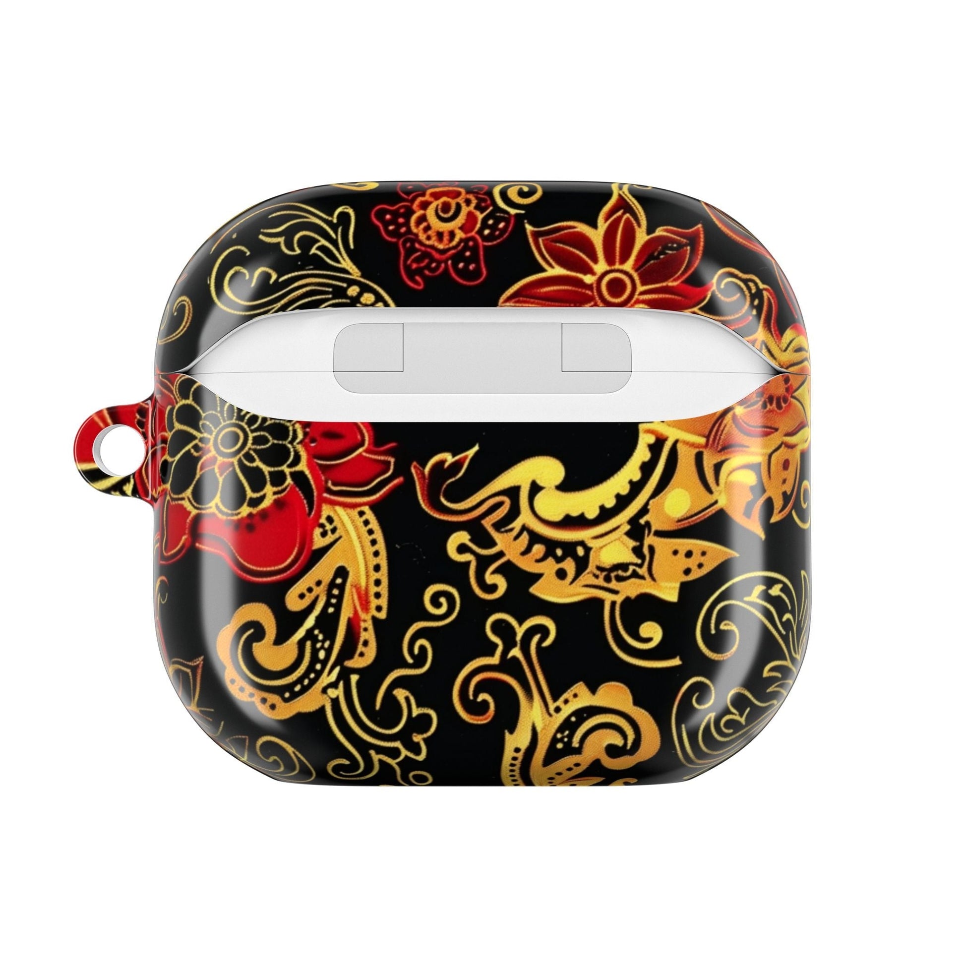 Floral Paisley AirPod Case — Red & Gold Ornate Design - DIGITAL X