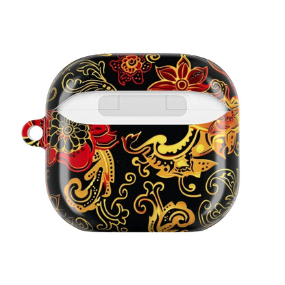 Floral Paisley AirPod Case — Red & Gold Ornate Design - DIGITAL X