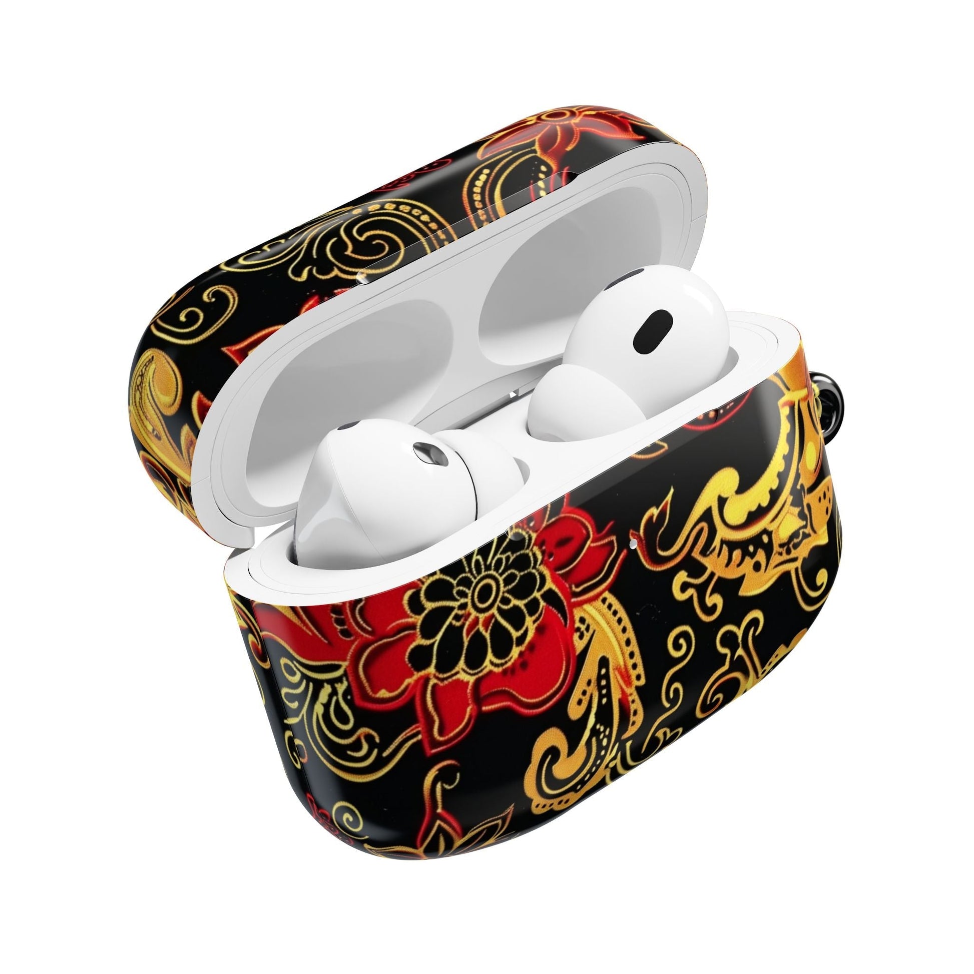 Floral Paisley AirPod Case — Red & Gold Ornate Design - DIGITAL X