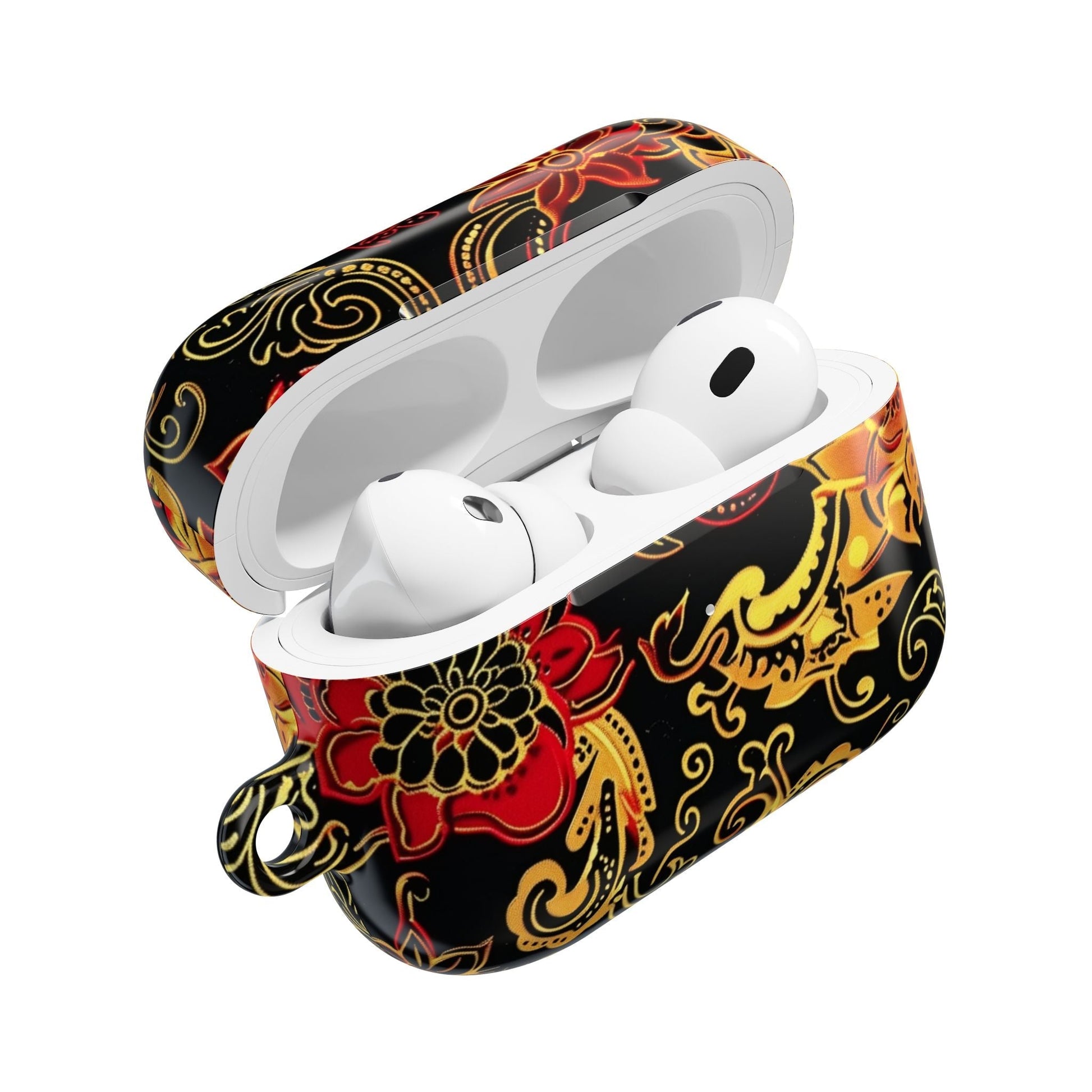 Floral Paisley AirPod Case — Red & Gold Ornate Design - DIGITAL X