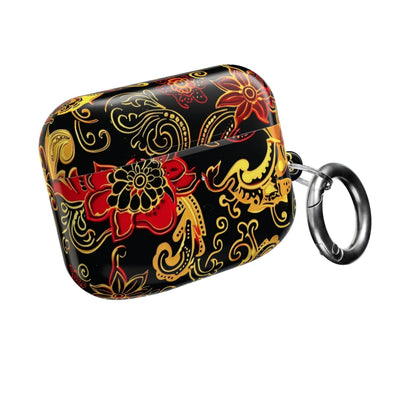 Floral Paisley AirPod Case — Red & Gold Ornate Design - DIGITAL X