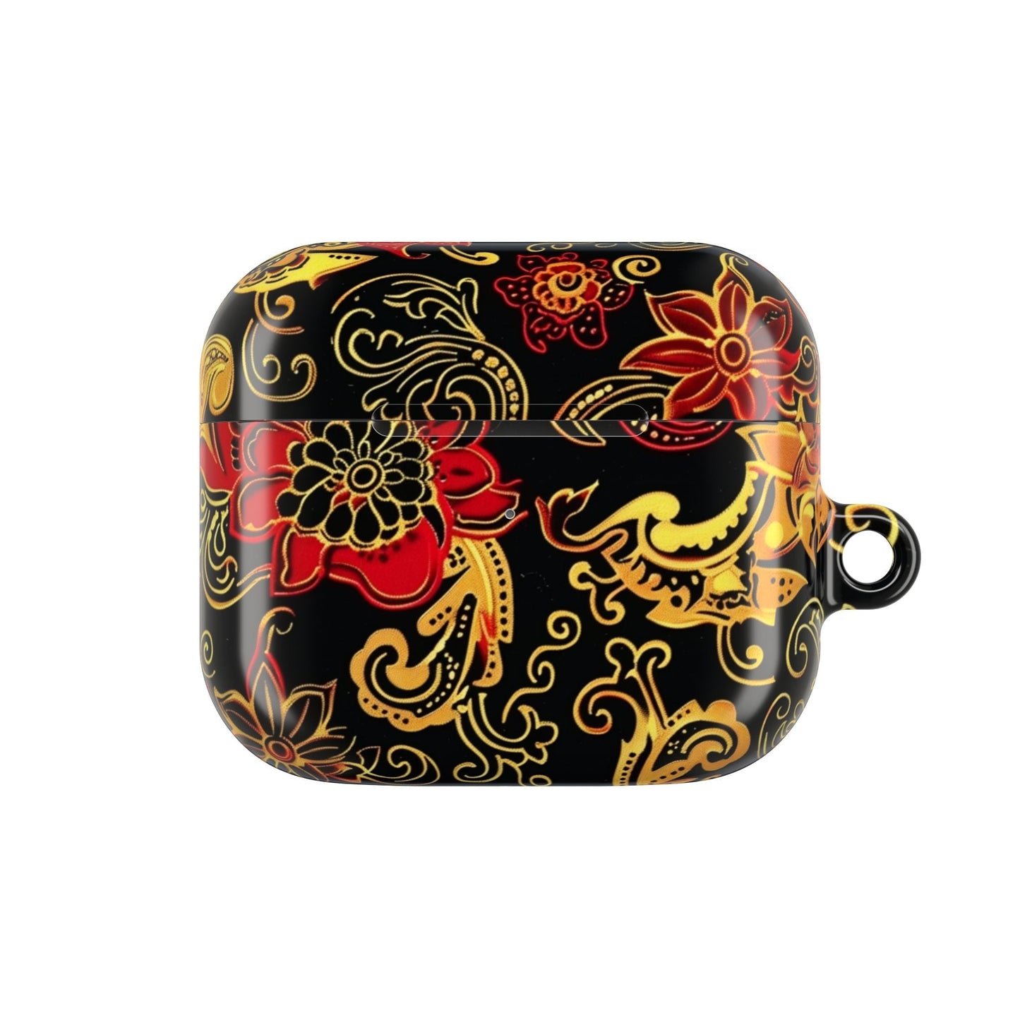 Floral Paisley AirPod Case — Red & Gold Ornate Design - DIGITAL X