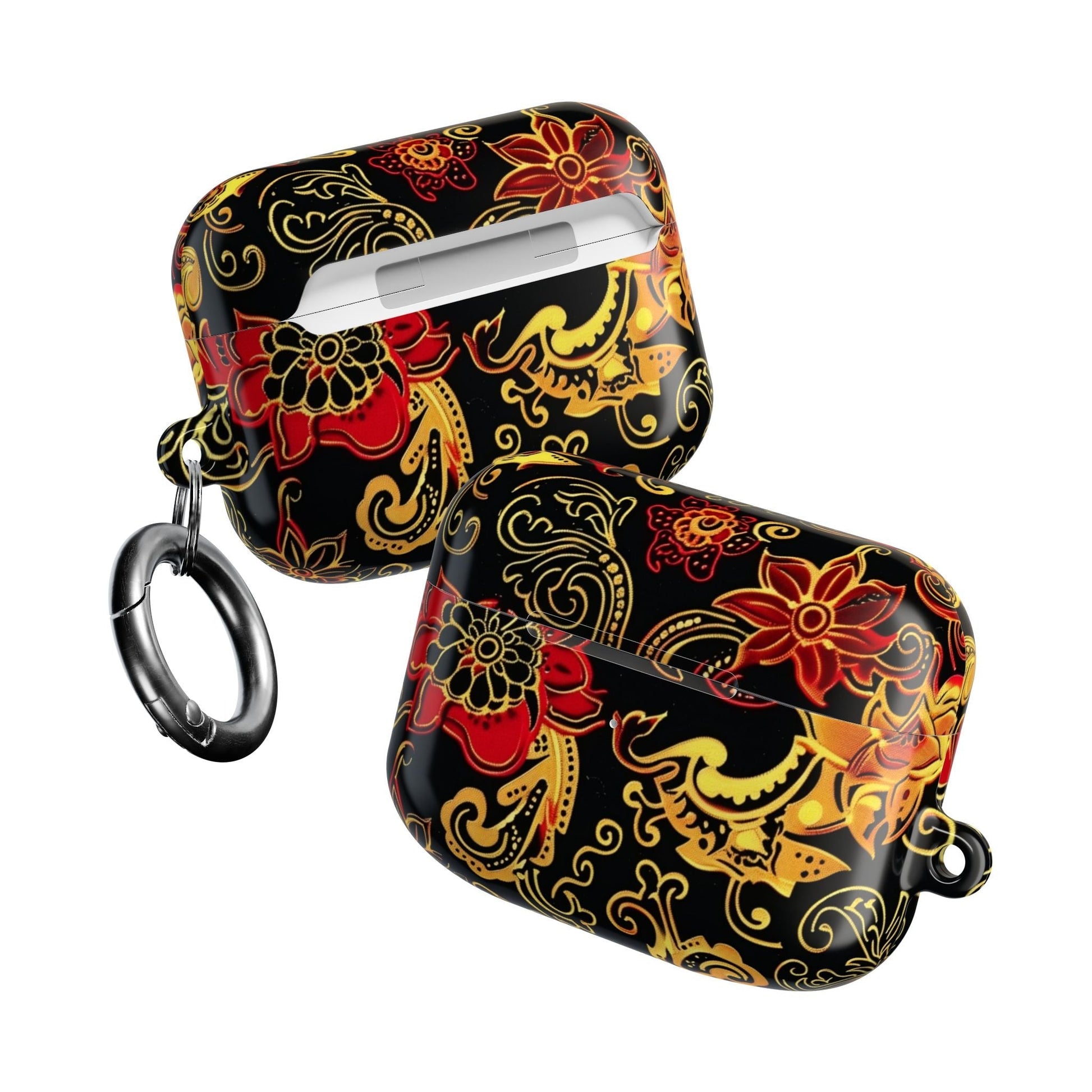 Floral Paisley AirPod Case — Red & Gold Ornate Design - DIGITAL X
