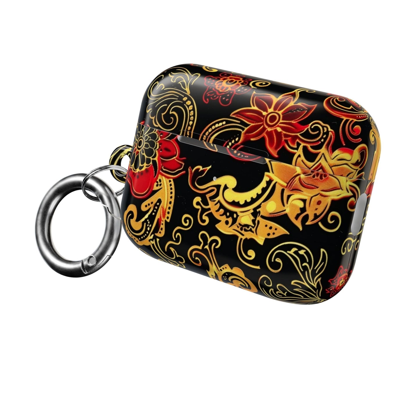 Floral Paisley AirPod Case — Red & Gold Ornate Design - DIGITAL X
