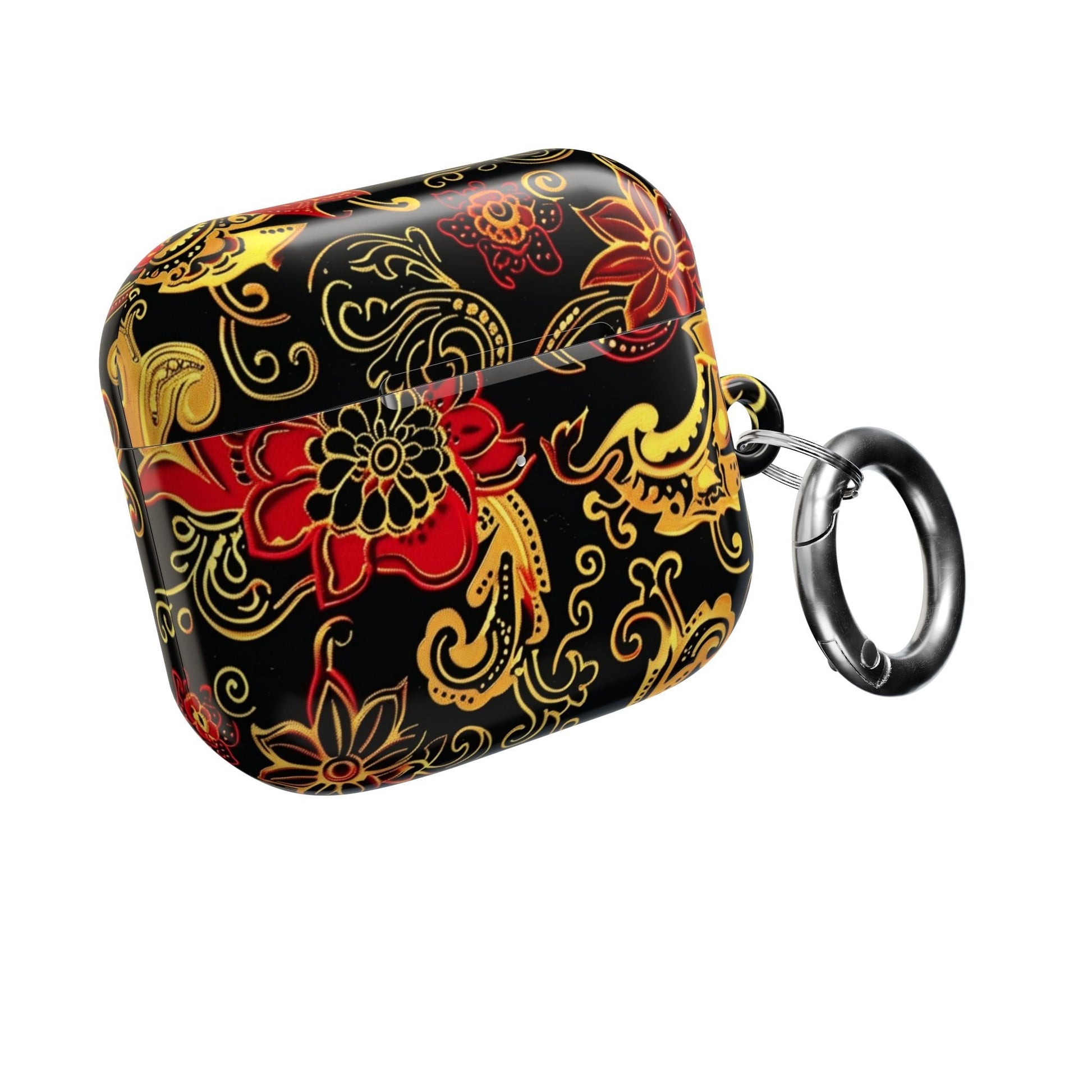 Floral Paisley AirPod Case — Red & Gold Ornate Design - DIGITAL X