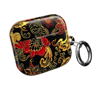 Floral Paisley AirPod Case — Red & Gold Ornate Design - DIGITAL X