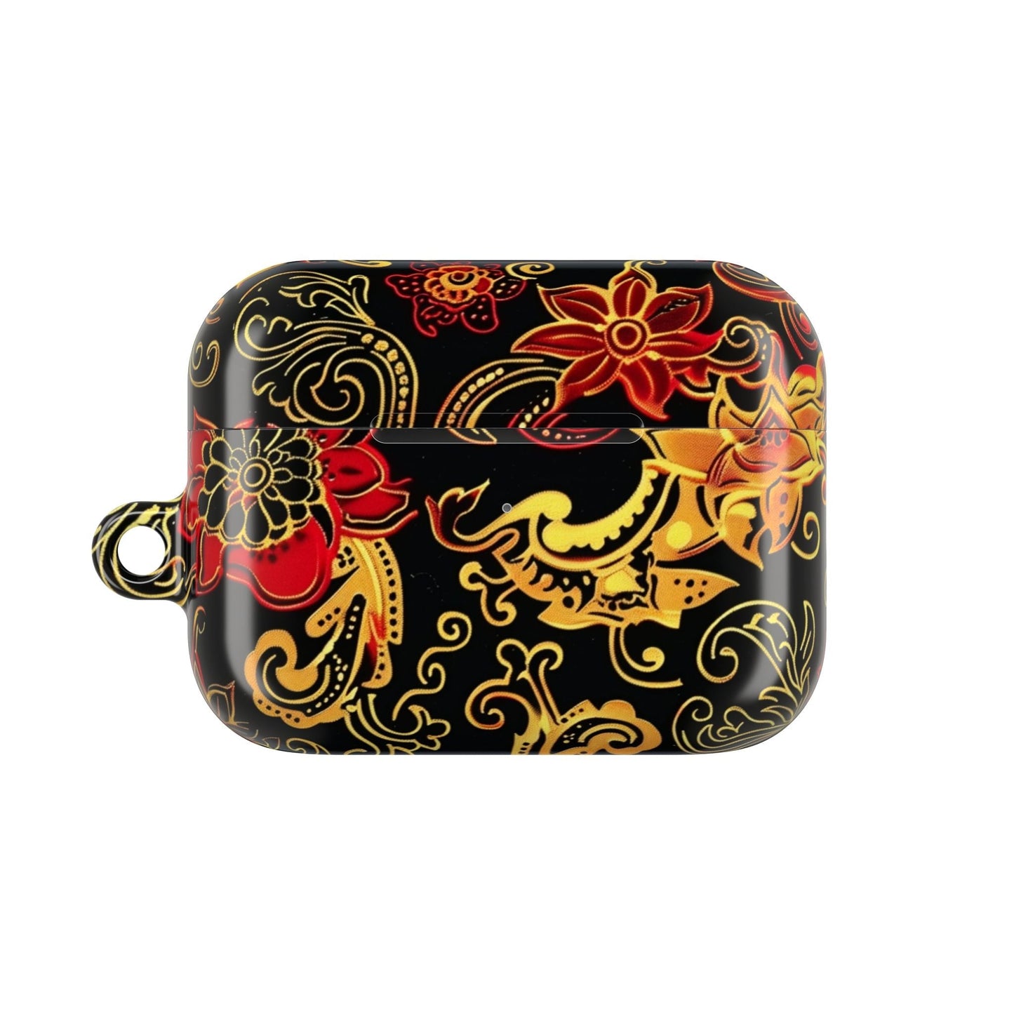 Floral Paisley AirPod Case — Red & Gold Ornate Design - DIGITAL X