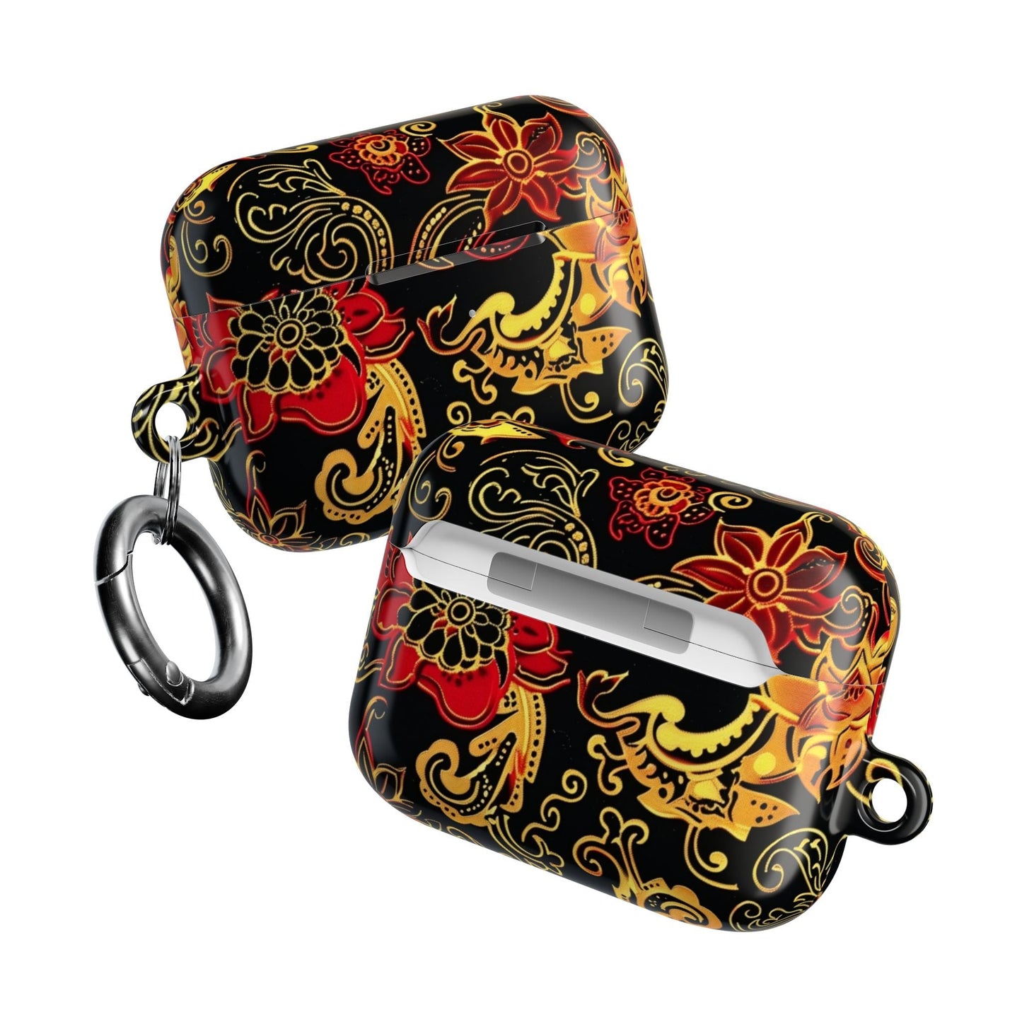 Floral Paisley AirPod Case — Red & Gold Ornate Design - DIGITAL X