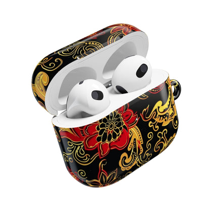 Floral Paisley AirPod Case — Red & Gold Ornate Design - DIGITAL X