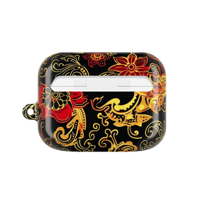 Floral Paisley AirPod Case — Red & Gold Ornate Design - DIGITAL X