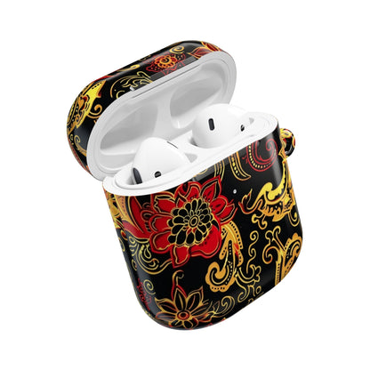 Floral Paisley AirPod Case — Red & Gold Ornate Design - DIGITAL X