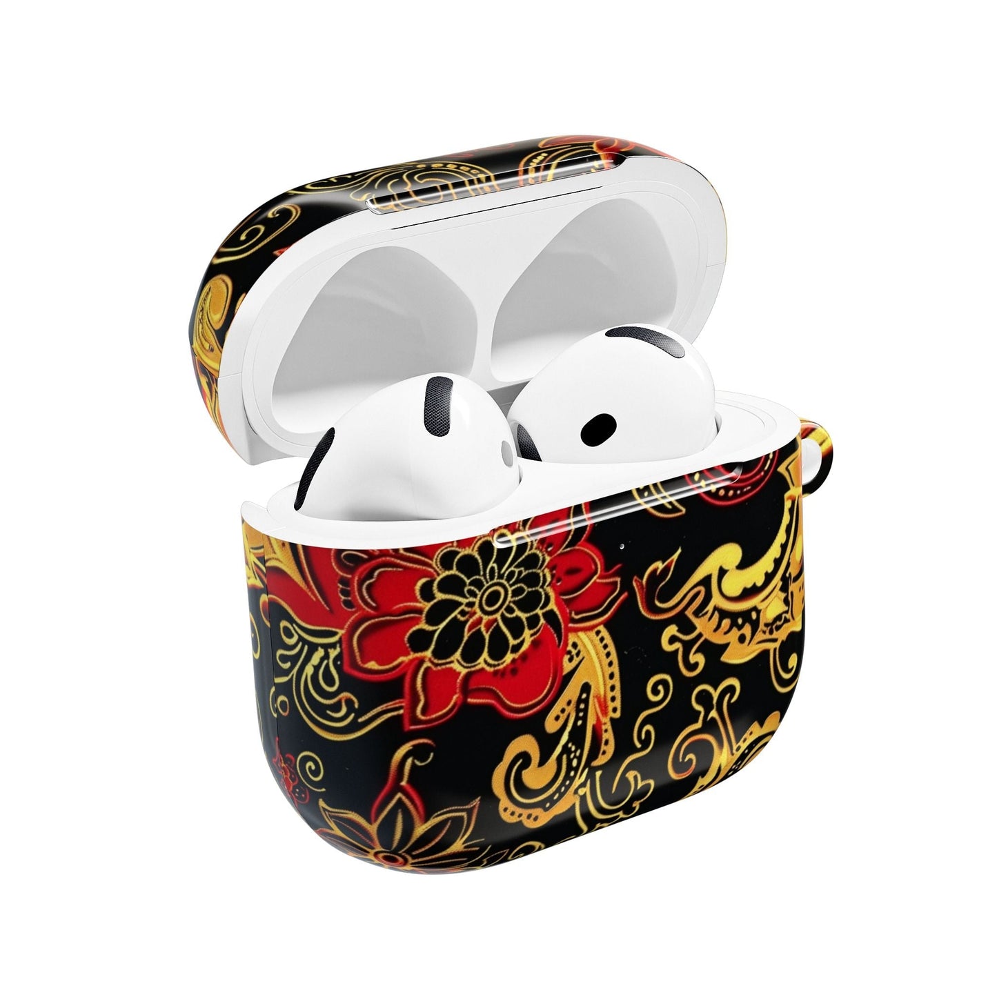 Floral Paisley AirPod Case — Red & Gold Ornate Design - DIGITAL X