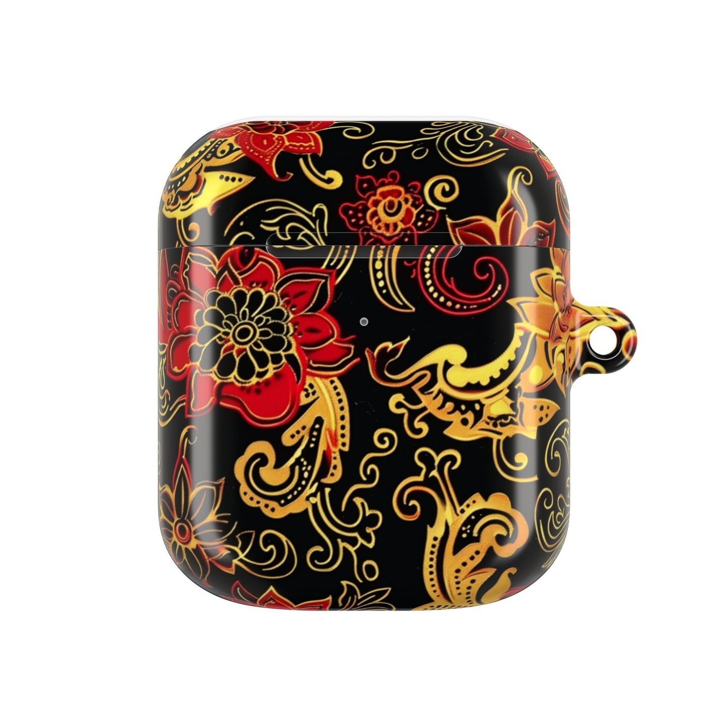 Floral Paisley AirPod Case — Red & Gold Ornate Design - DIGITAL X