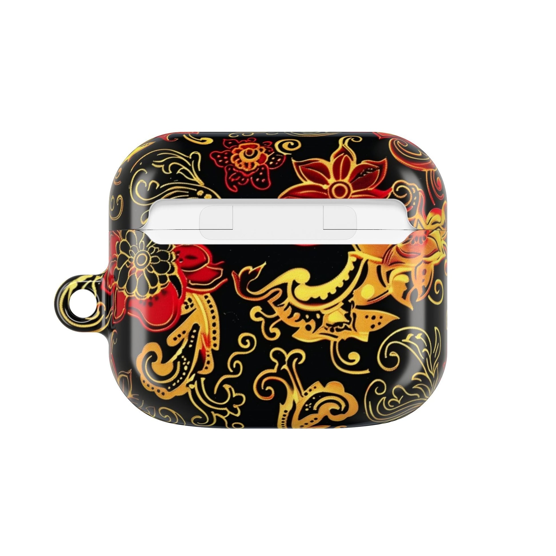 Floral Paisley AirPod Case — Red & Gold Ornate Design - DIGITAL X