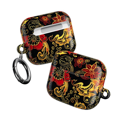Floral Paisley AirPod Case — Red & Gold Ornate Design - DIGITAL X