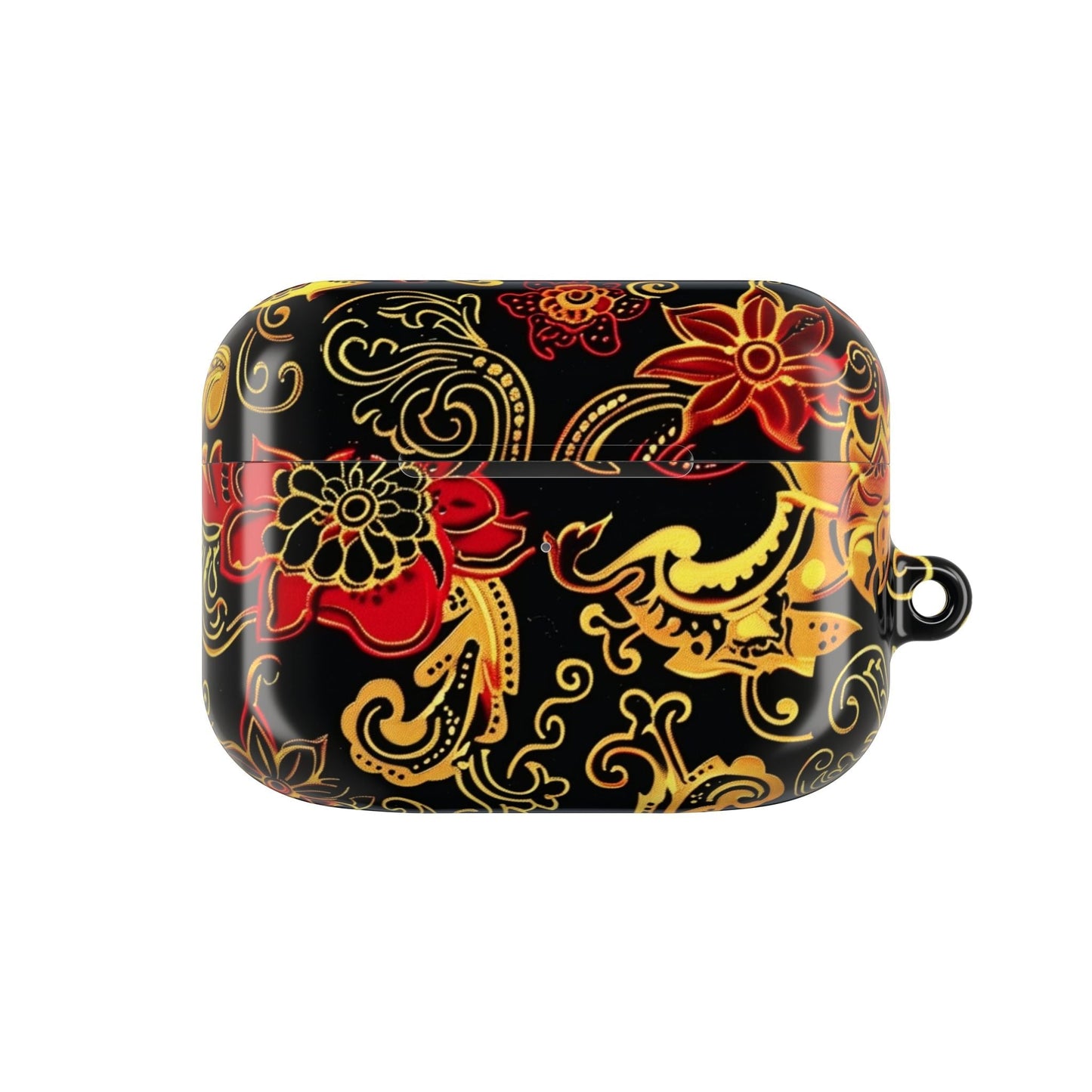 Floral Paisley AirPod Case — Red & Gold Ornate Design - DIGITAL X