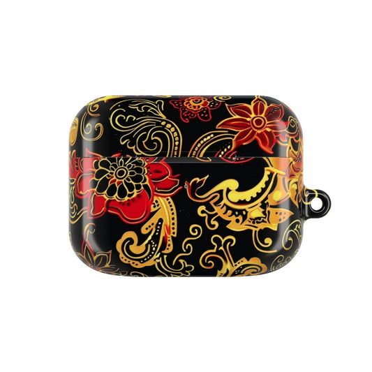 Floral Paisley AirPod Case — Red & Gold Ornate Design - DIGITAL X