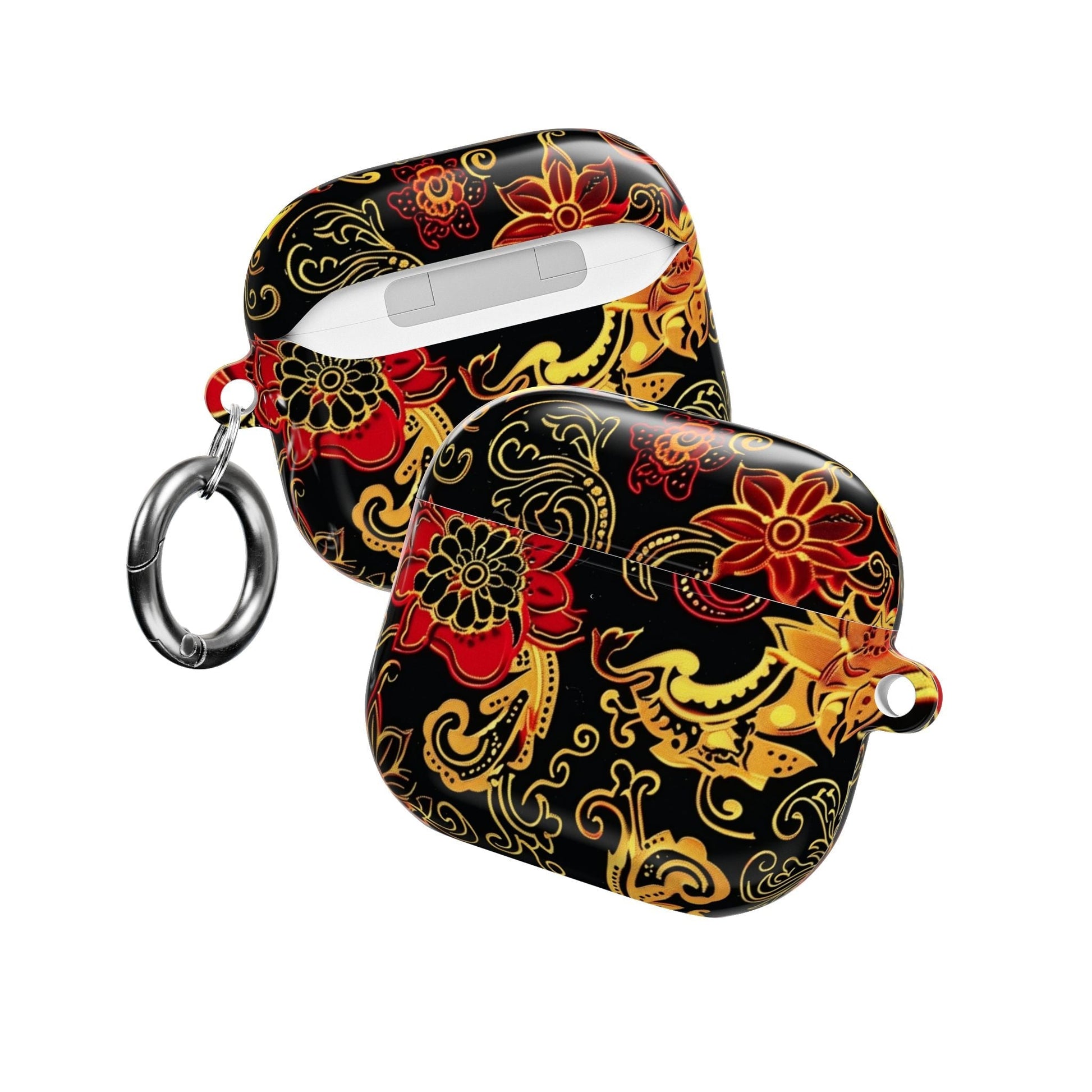 Floral Paisley AirPod Case — Red & Gold Ornate Design - DIGITAL X