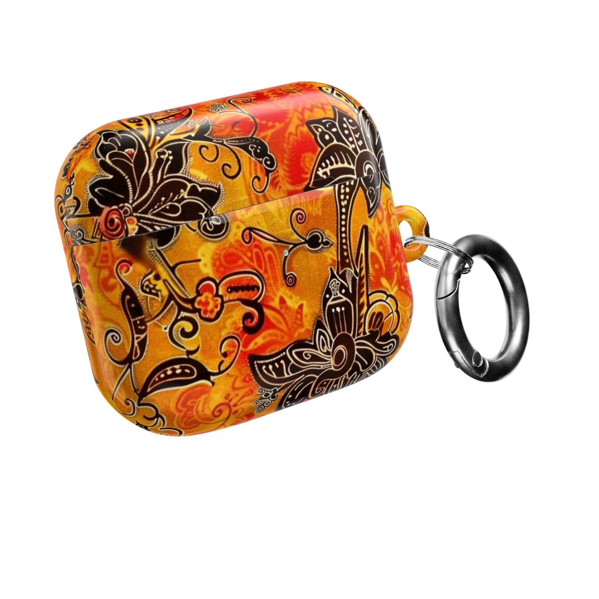 Floral Paisley AirPod Case — Vibrant Orange Boho Protective Cover - DIGITAL X