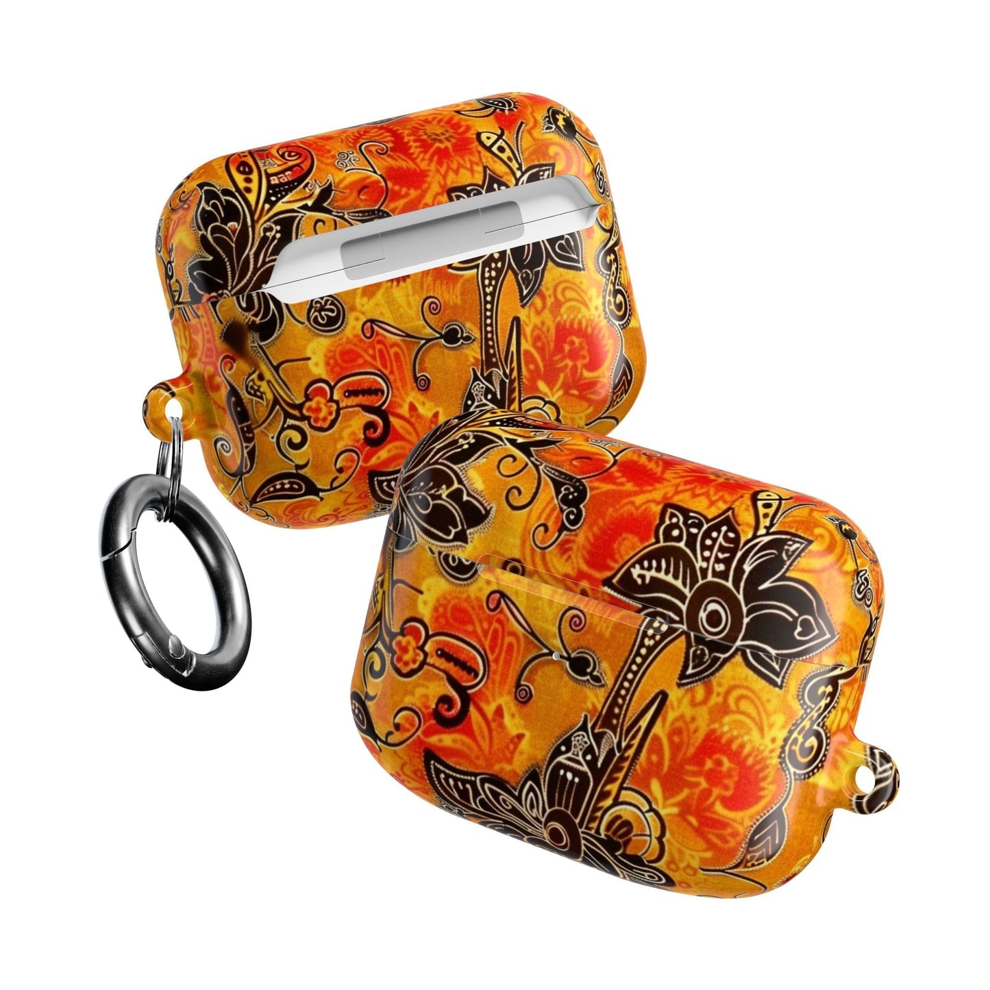 Floral Paisley AirPod Case — Vibrant Orange Boho Protective Cover - DIGITAL X
