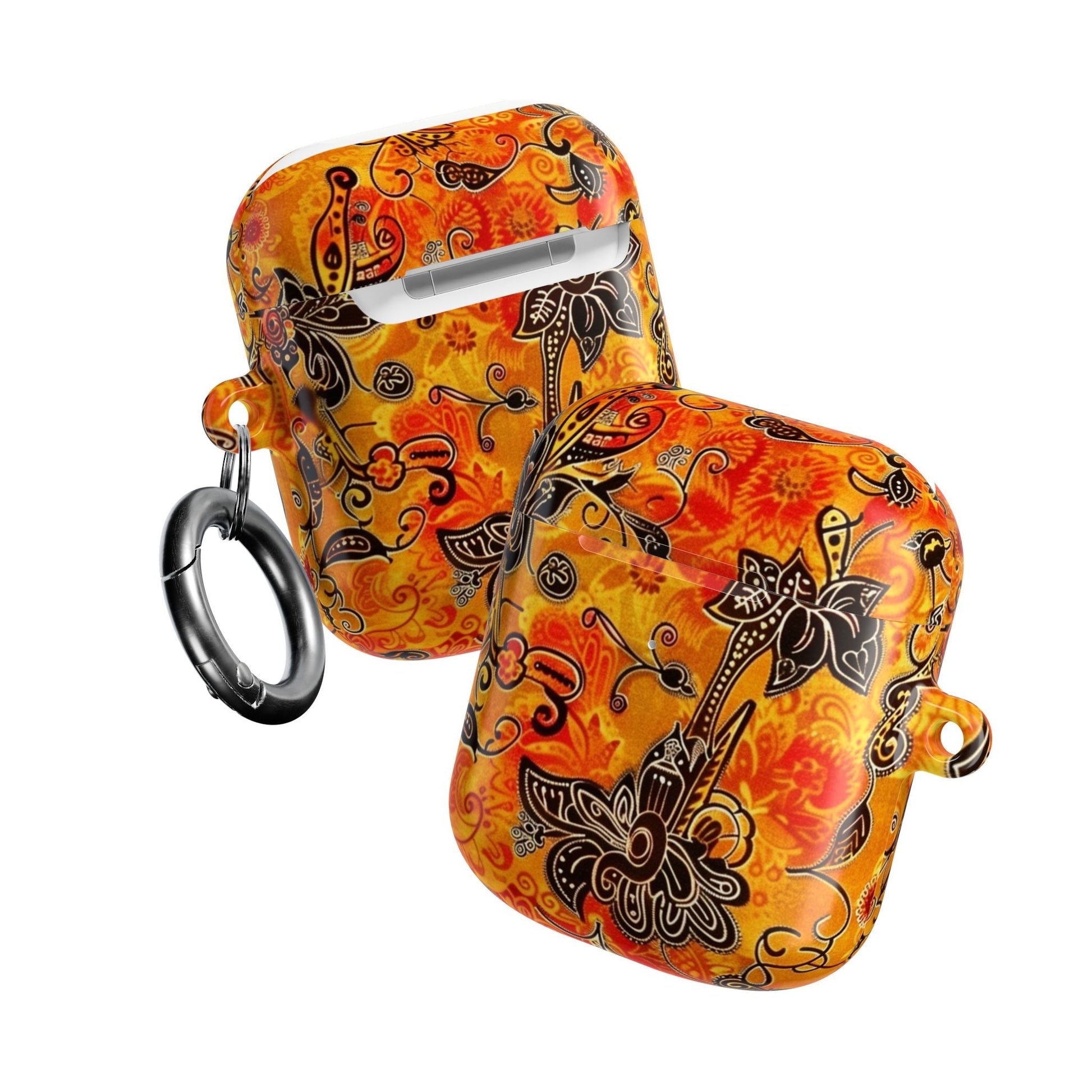 Floral Paisley AirPod Case — Vibrant Orange Boho Protective Cover - DIGITAL X