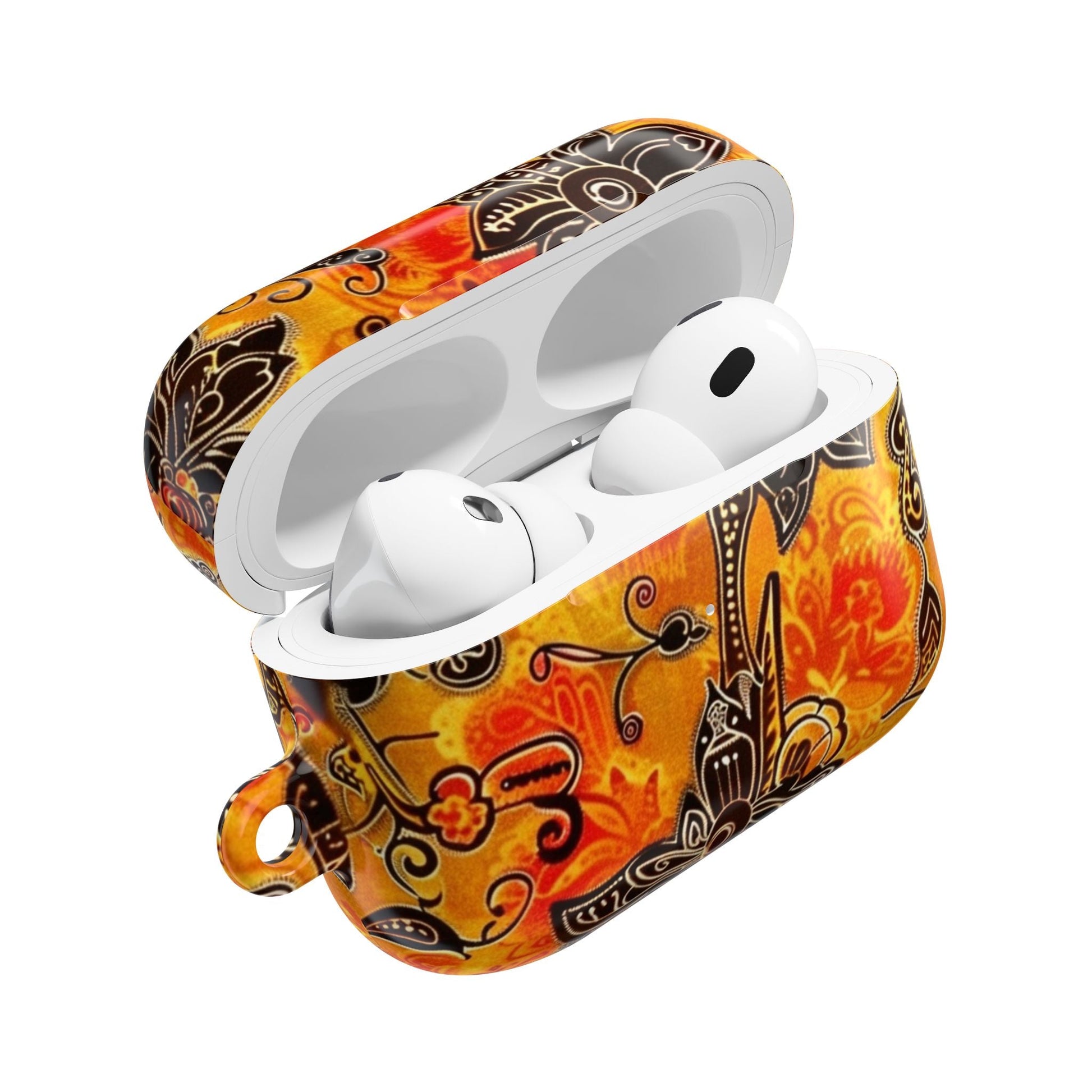 Floral Paisley AirPod Case — Vibrant Orange Boho Protective Cover - DIGITAL X