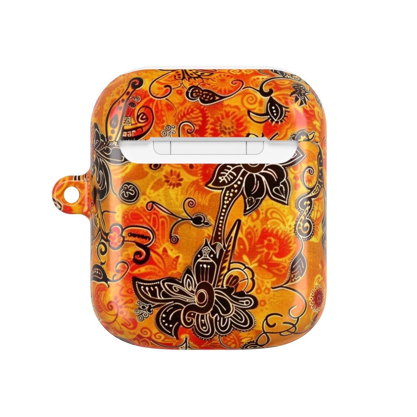 Floral Paisley AirPod Case — Vibrant Orange Boho Protective Cover - DIGITAL X