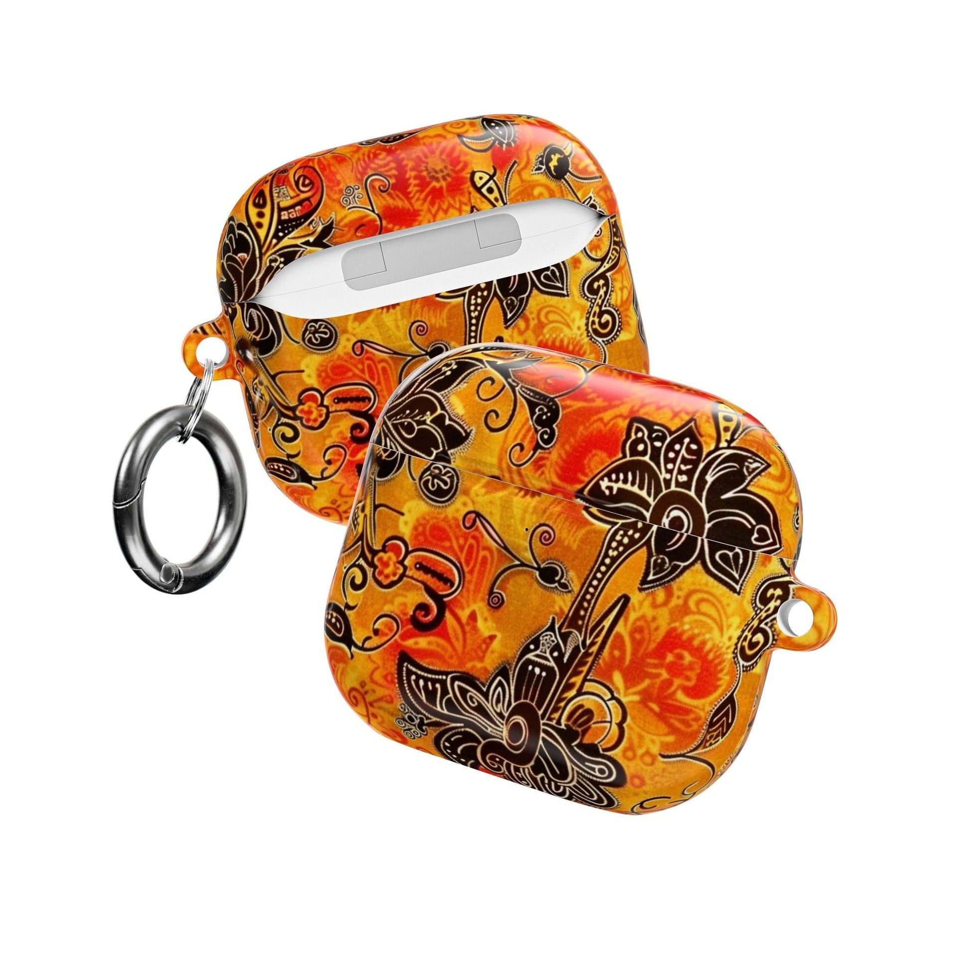 Floral Paisley AirPod Case — Vibrant Orange Boho Protective Cover - DIGITAL X