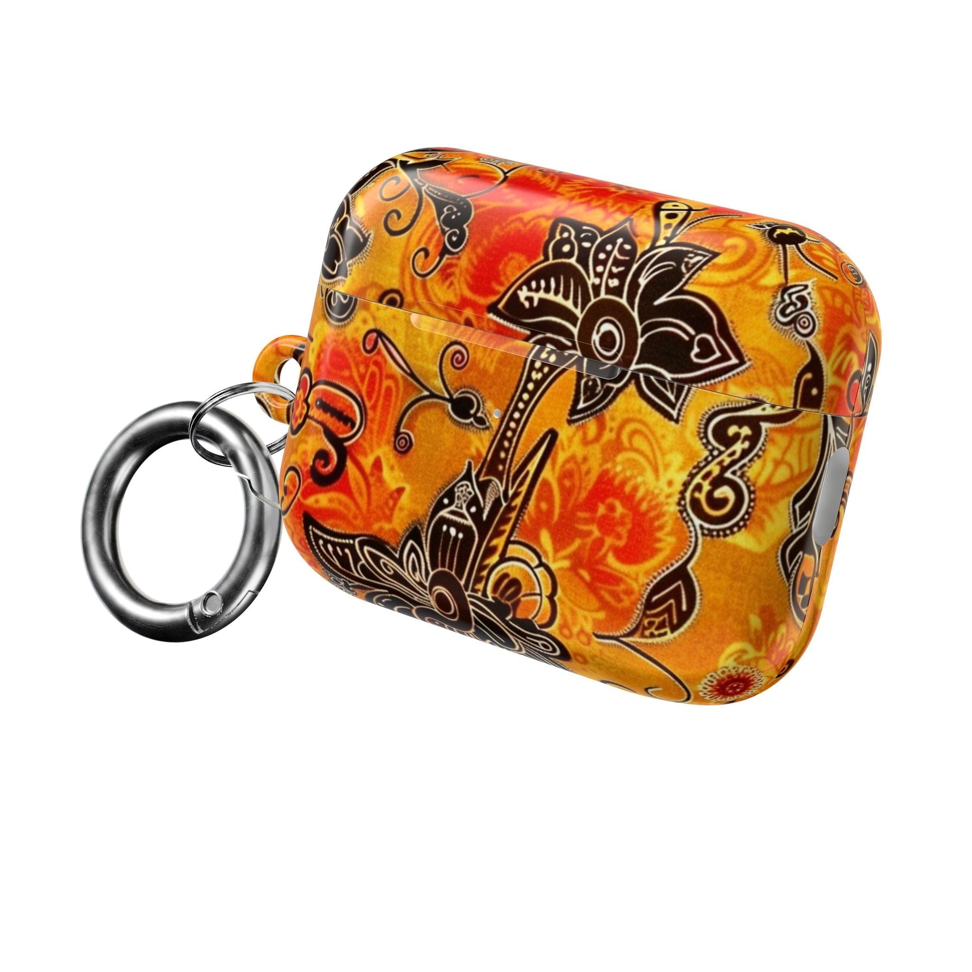 Floral Paisley AirPod Case — Vibrant Orange Boho Protective Cover - DIGITAL X