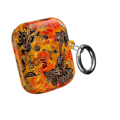 Floral Paisley AirPod Case — Vibrant Orange Boho Protective Cover - DIGITAL X
