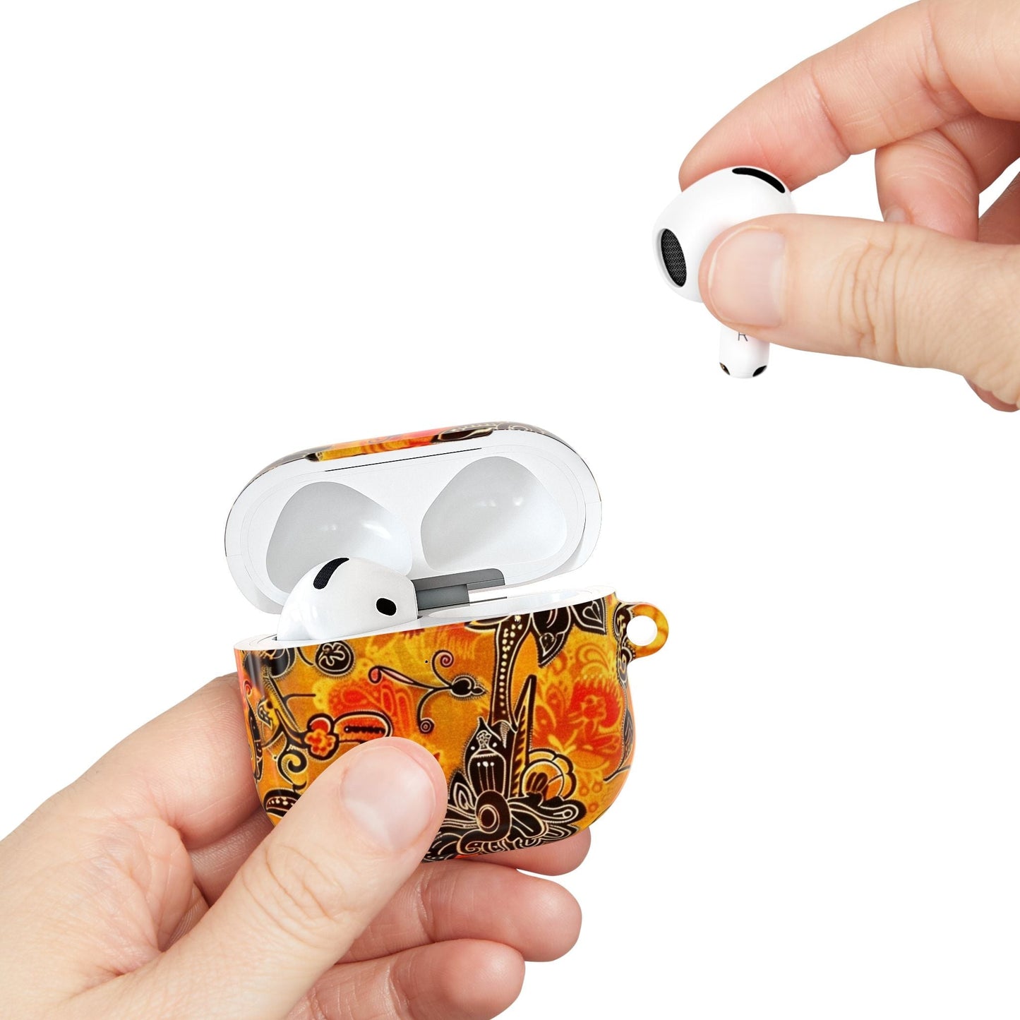 Floral Paisley AirPod Case — Vibrant Orange Boho Protective Cover - DIGITAL X