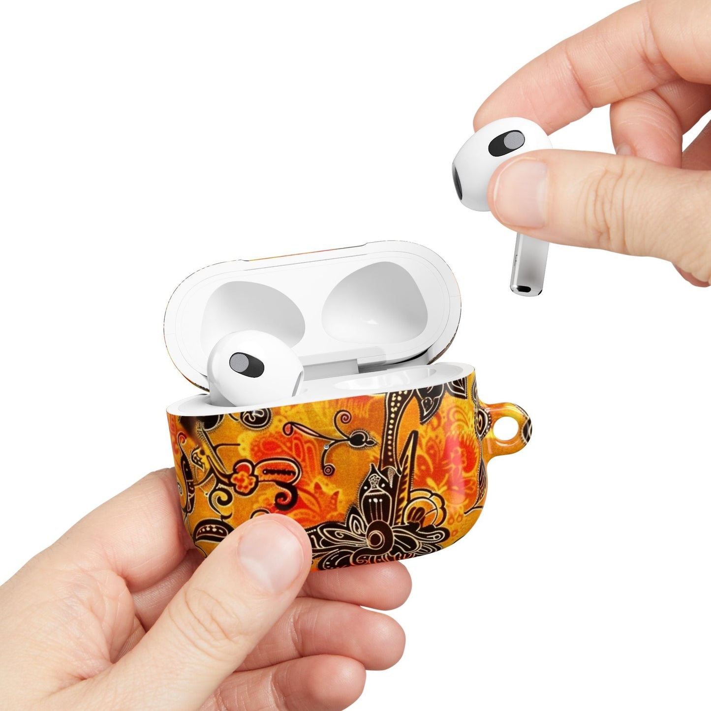 Floral Paisley AirPod Case — Vibrant Orange Boho Protective Cover - DIGITAL X