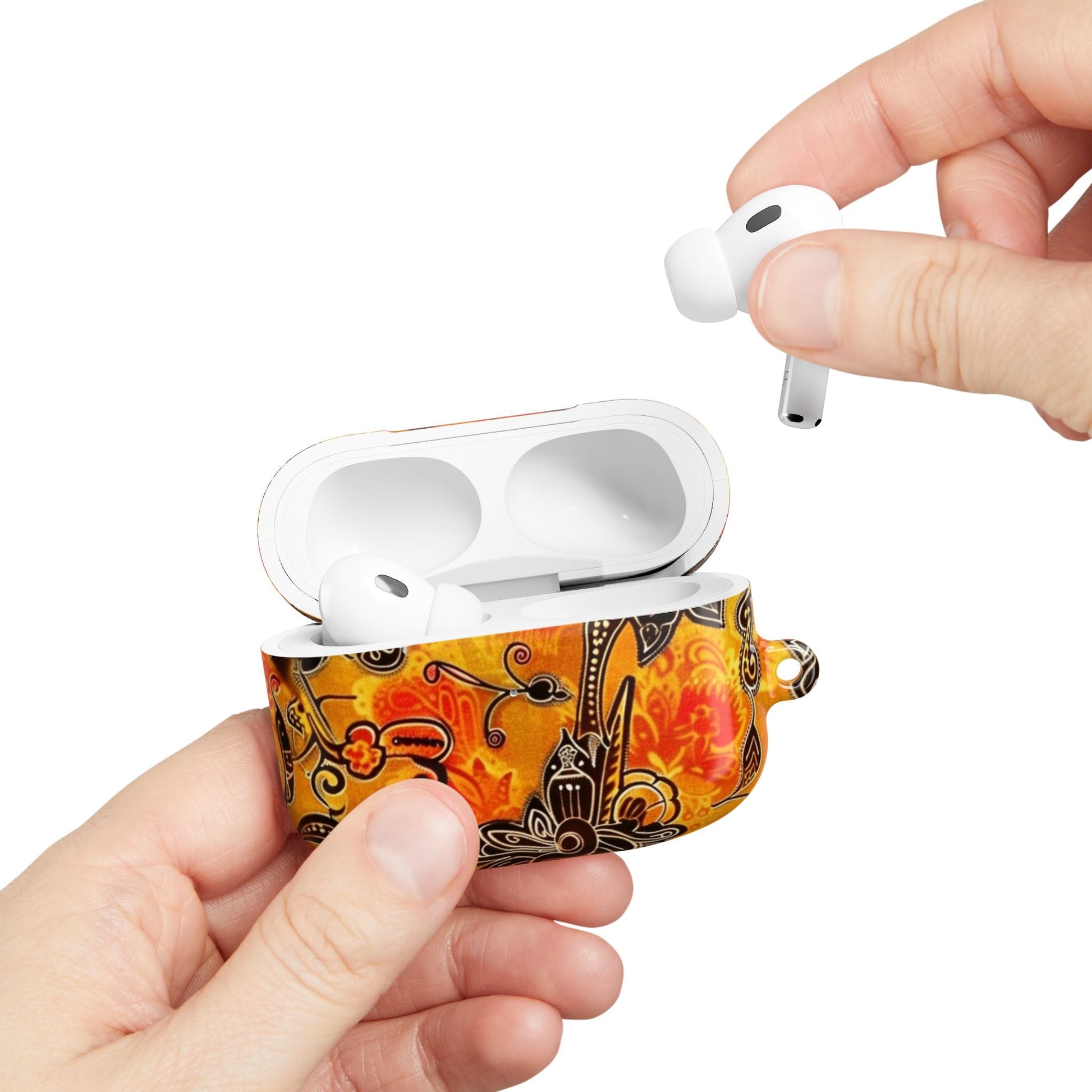 Floral Paisley AirPod Case — Vibrant Orange Boho Protective Cover - DIGITAL X