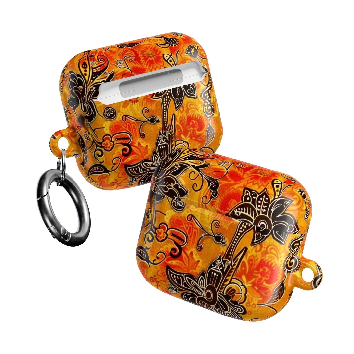 Floral Paisley AirPod Case — Vibrant Orange Boho Protective Cover - DIGITAL X