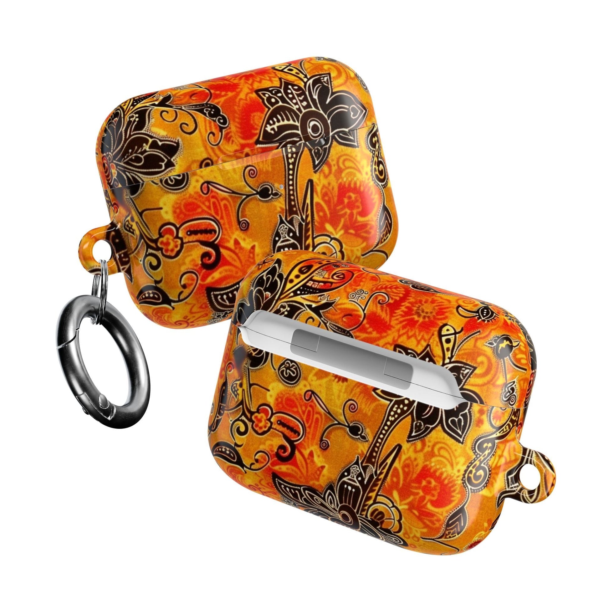 Floral Paisley AirPod Case — Vibrant Orange Boho Protective Cover - DIGITAL X
