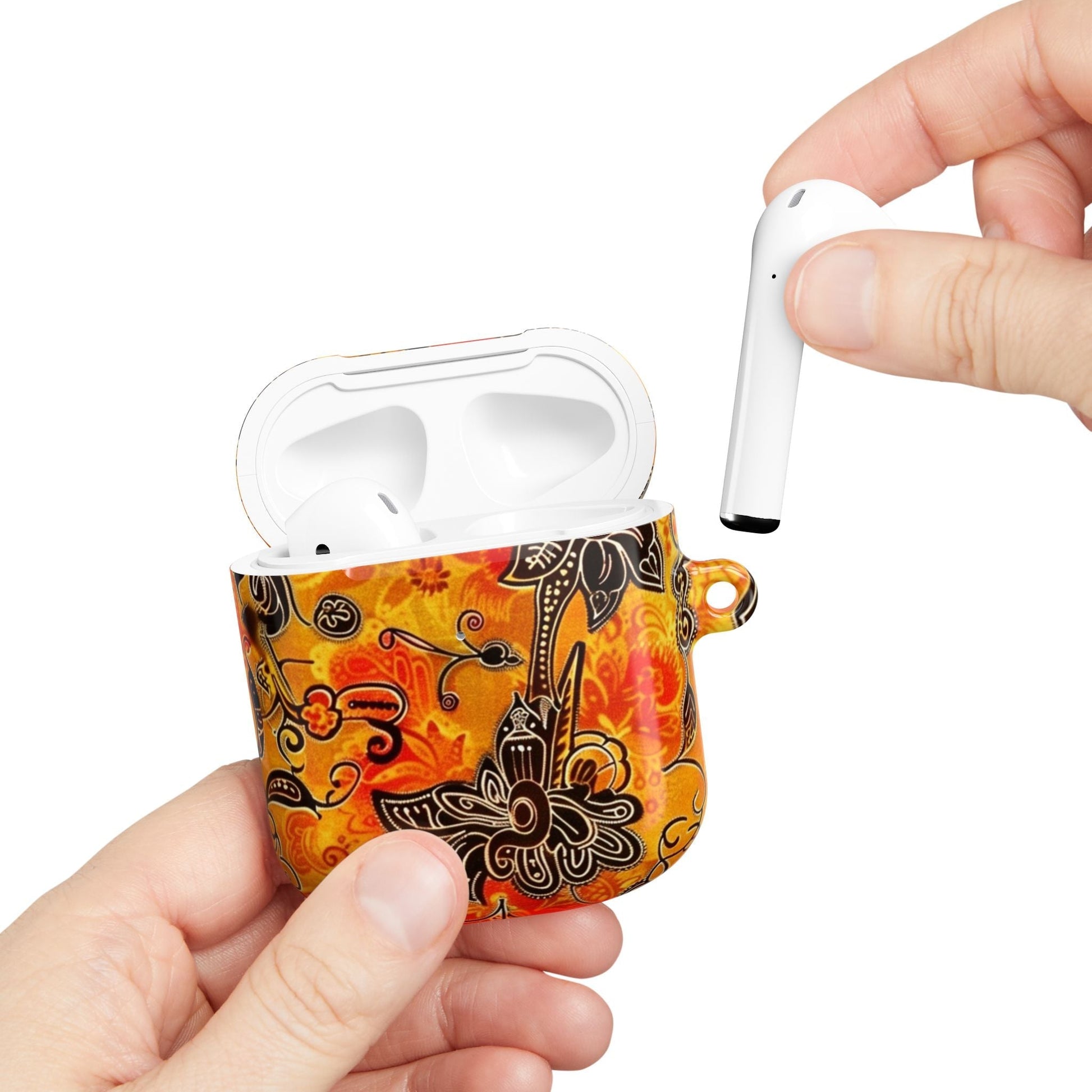 Floral Paisley AirPod Case — Vibrant Orange Boho Protective Cover - DIGITAL X