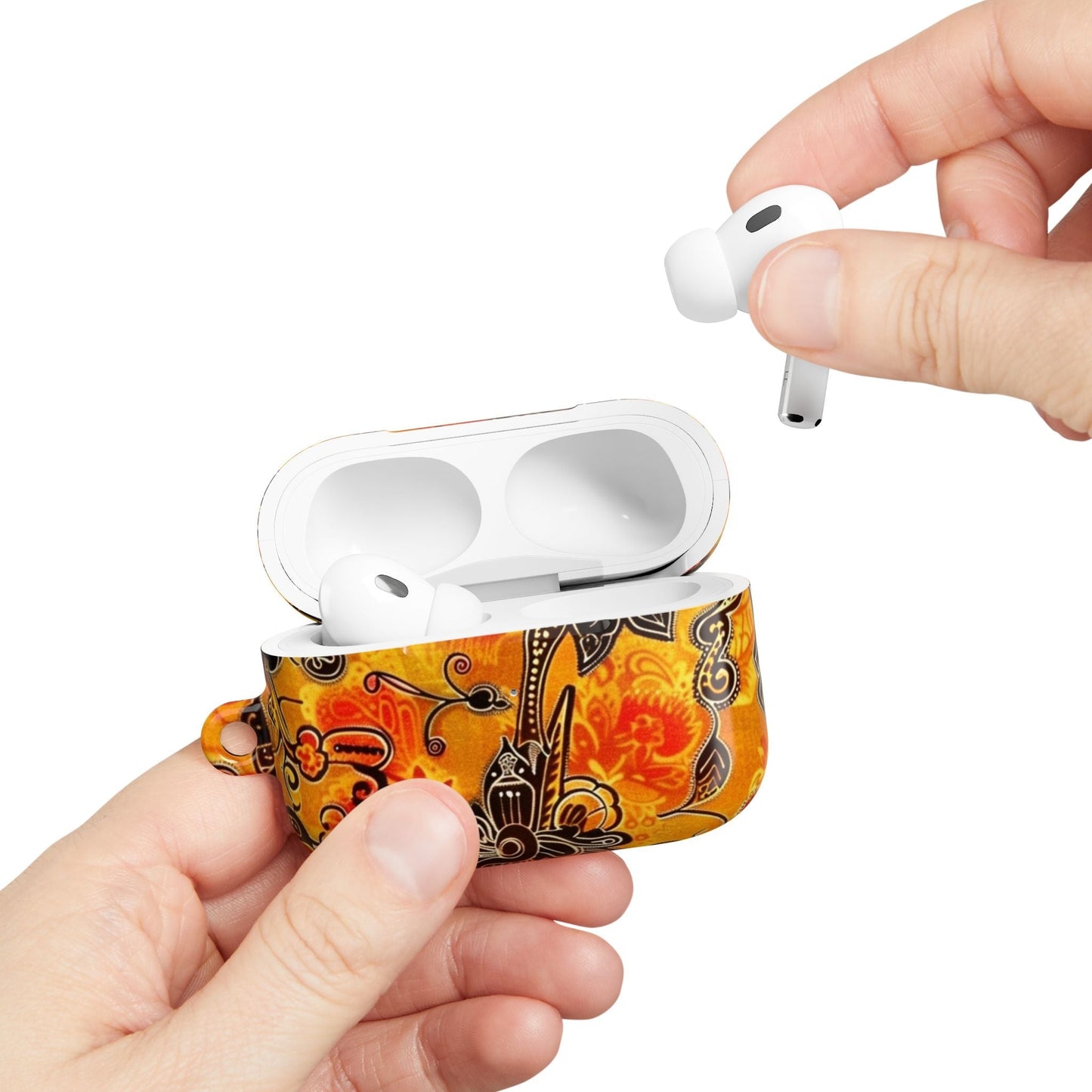 Floral Paisley AirPod Case — Vibrant Orange Boho Protective Cover - DIGITAL X